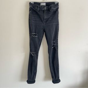 Free People Distressed Black Skinny Jeans